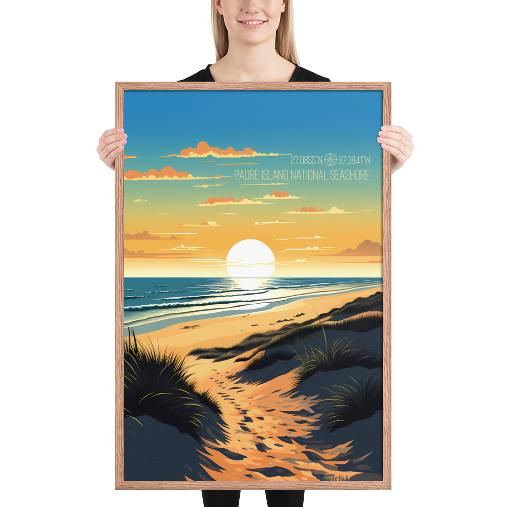 Texas - Padre Island National Seashore (Framed poster)