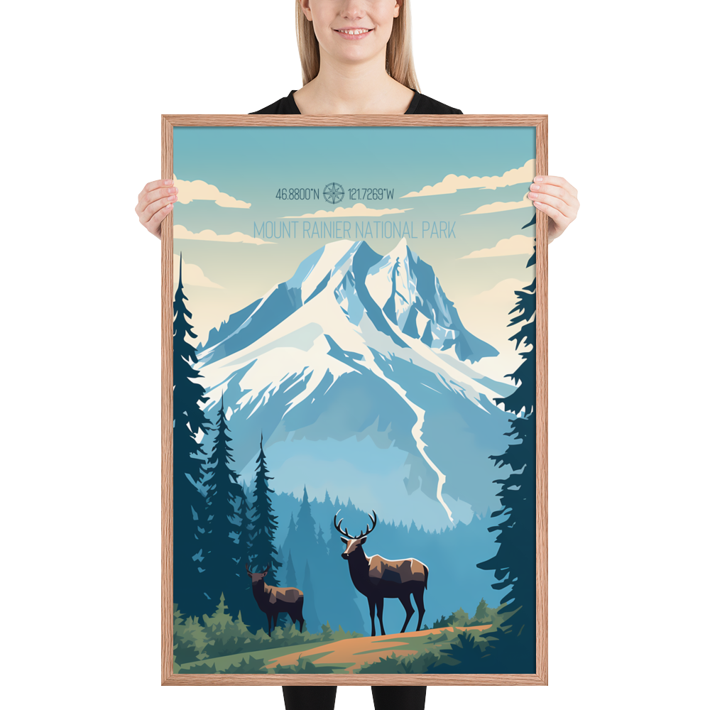 Washington - Mount Rainier National Park (Framed poster)