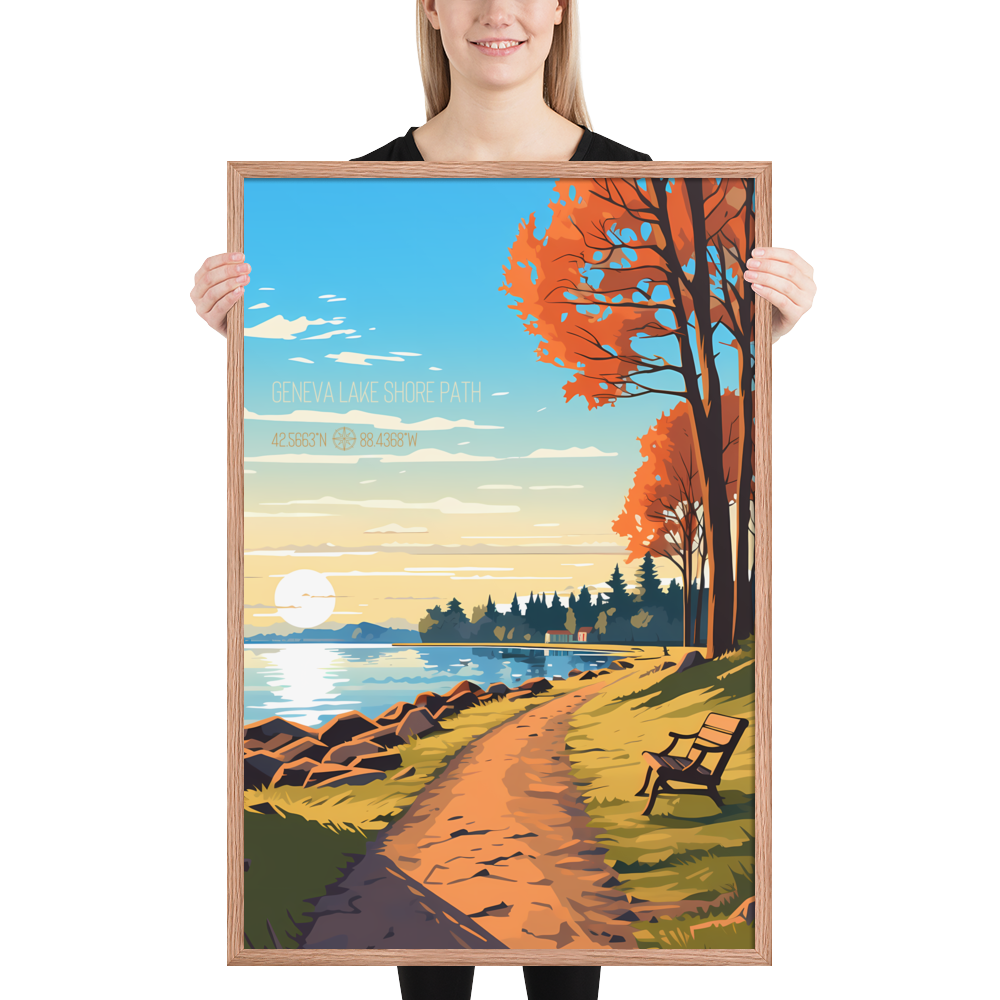 Wisconsin - Geneva Lake Shore Path (Framed poster)