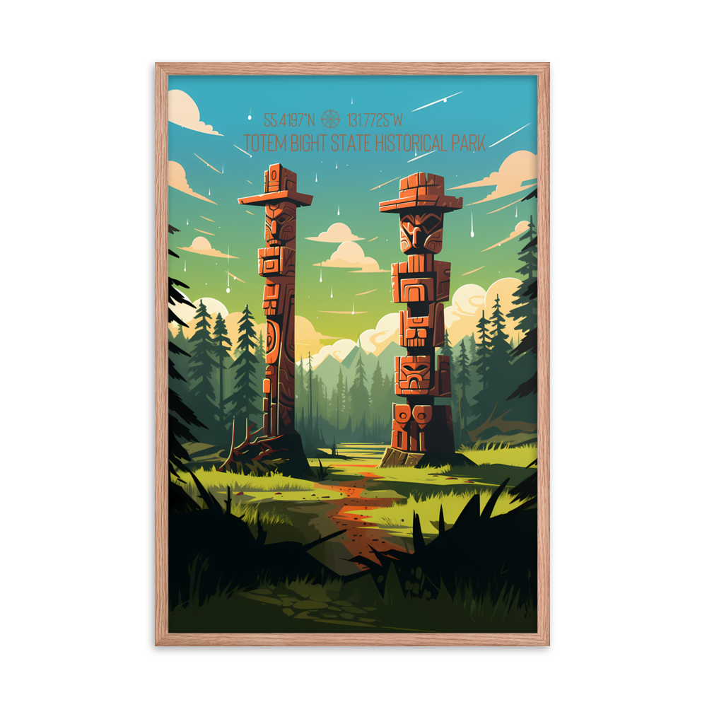 Alaska - Totem Bight State Historical Park (Framed Poster)