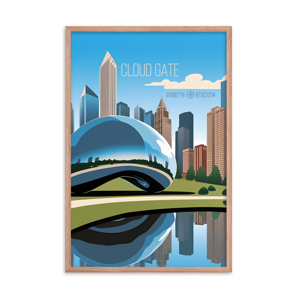 Illinois - Cloud Gate or "The Bean" (Framed poster)