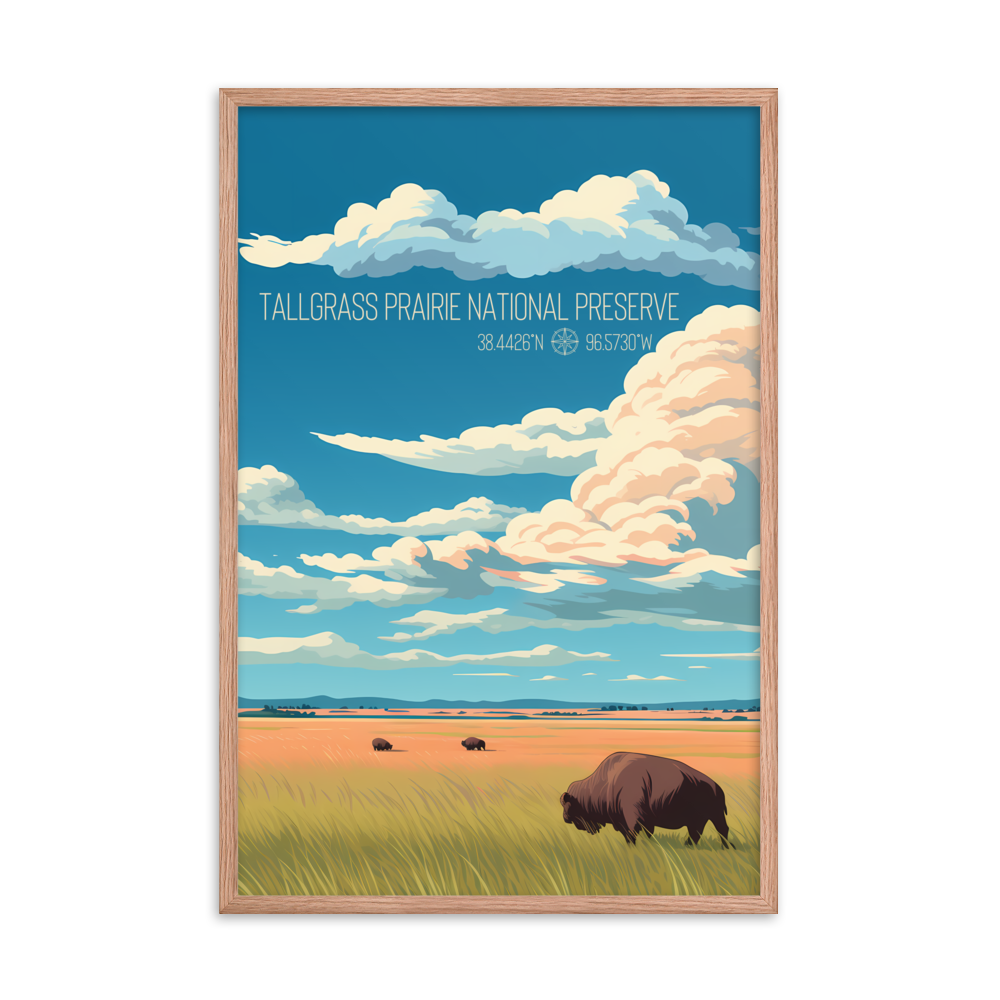 Kansas - Tallgrass Prairie National Preserve (Framed poster)