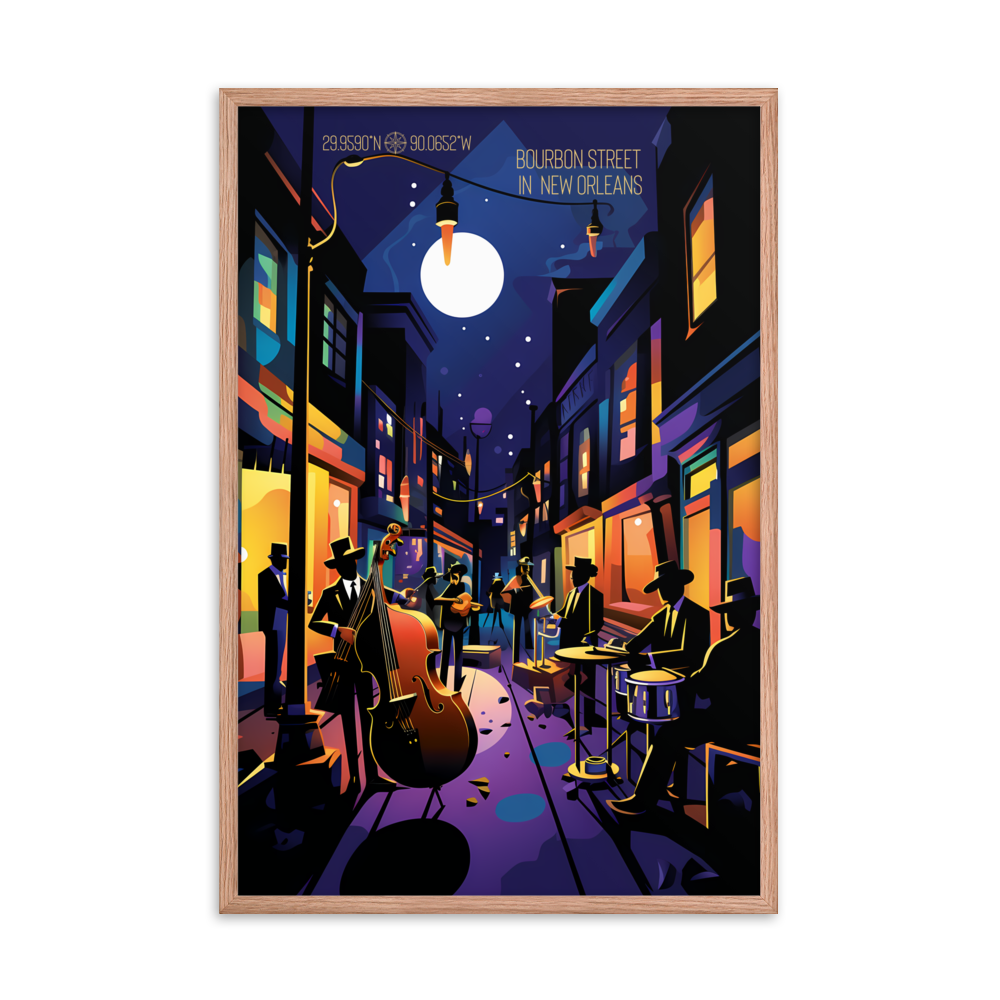 Louisiana - Bourbon Street (Framed poster)