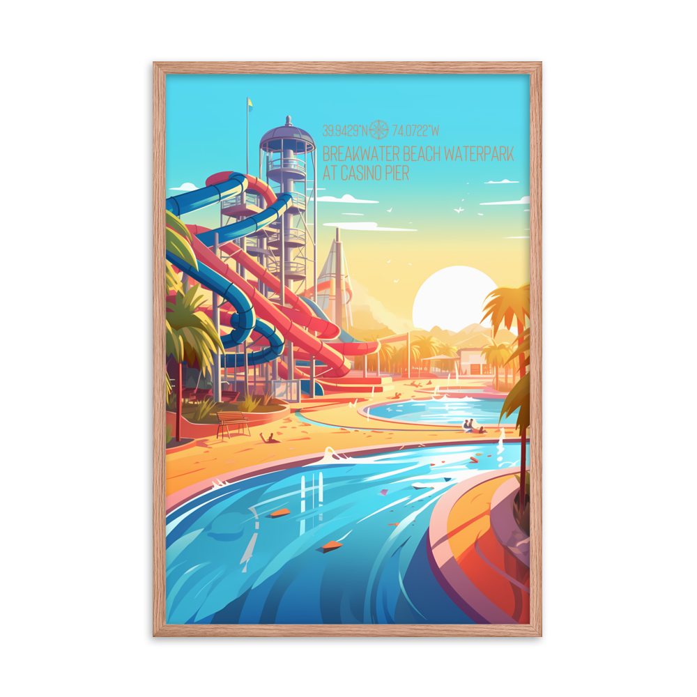 New Jersey - Breakwater Beach Water Park (Framed poster)