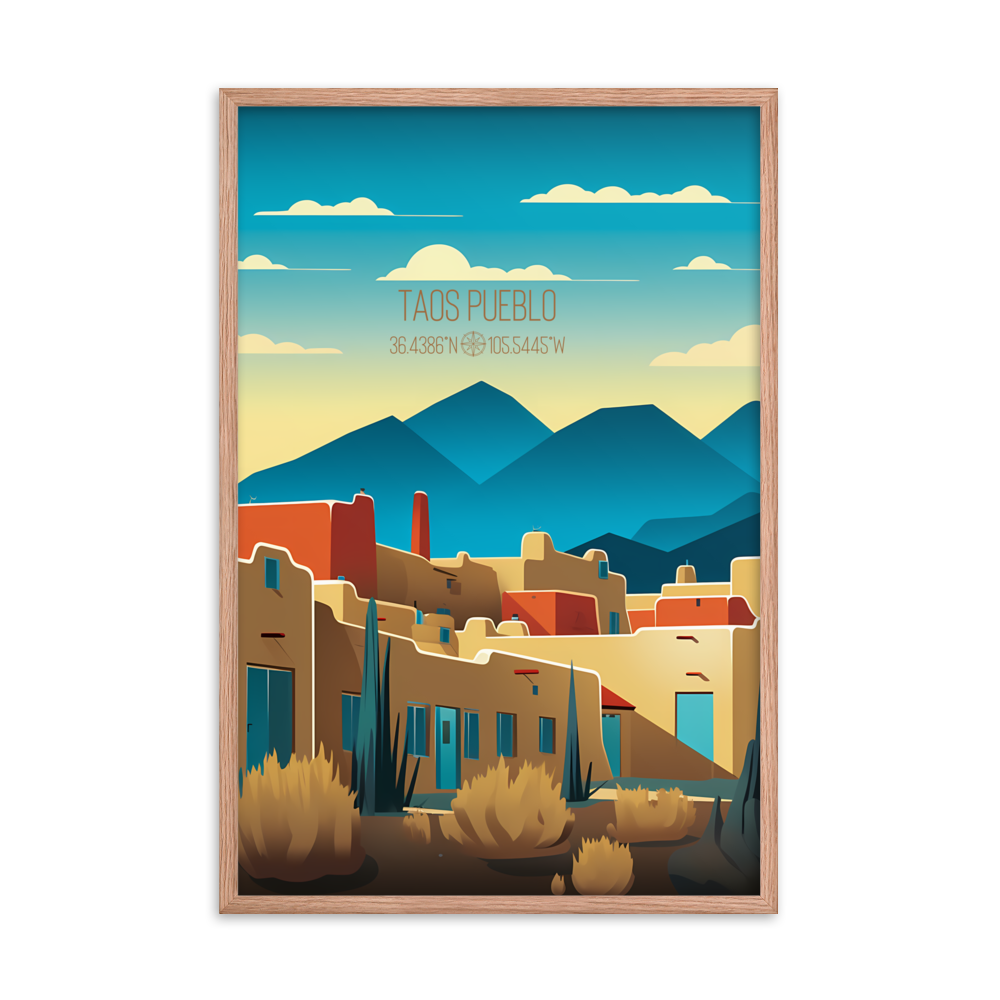 New Mexico - Taos Pueblo (Framed poster)