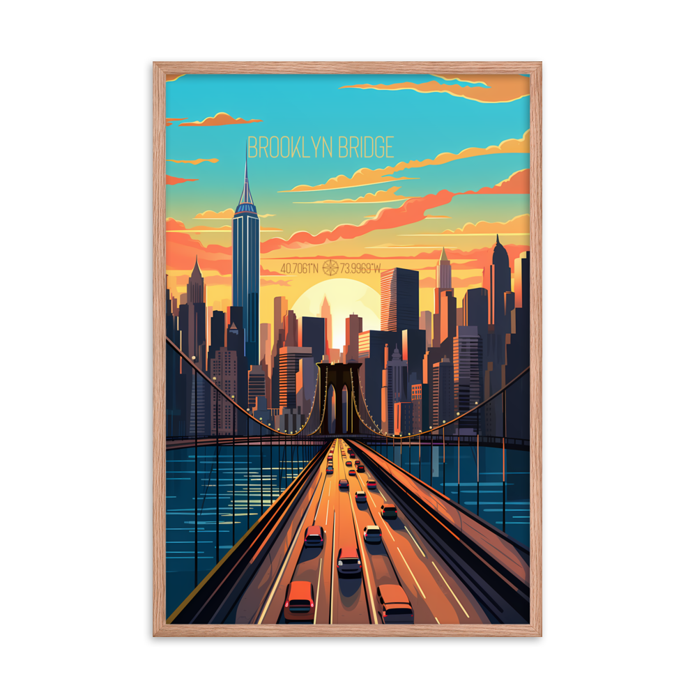 New York - Brooklyn Bridge (Framed poster)