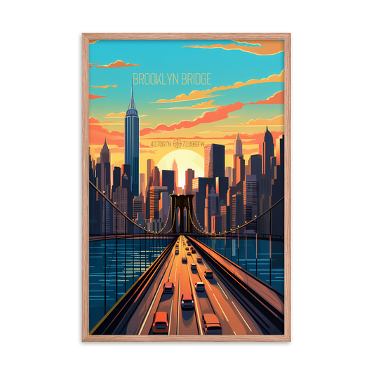 New York - Brooklyn Bridge (Framed poster)