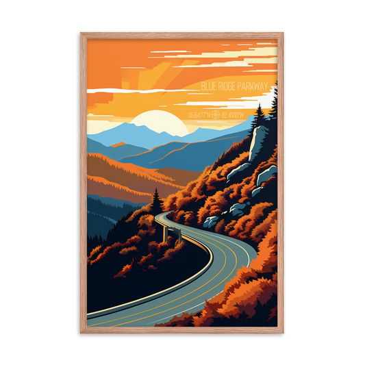 North Carolina - Blue Ridge Parkway (Framed poster)