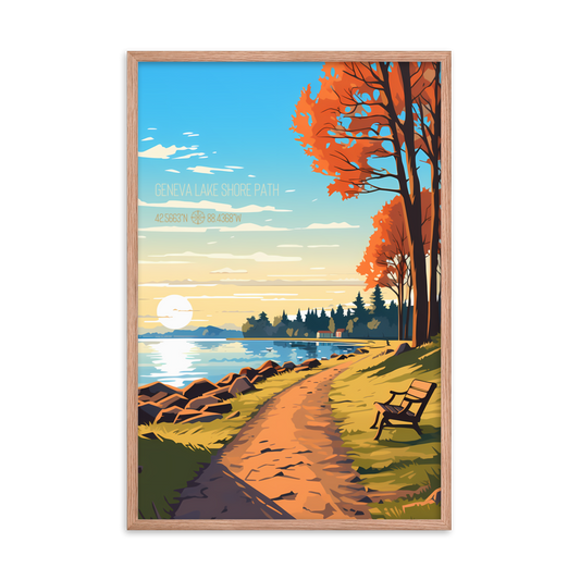 Wisconsin - Geneva Lake Shore Path (Framed poster)