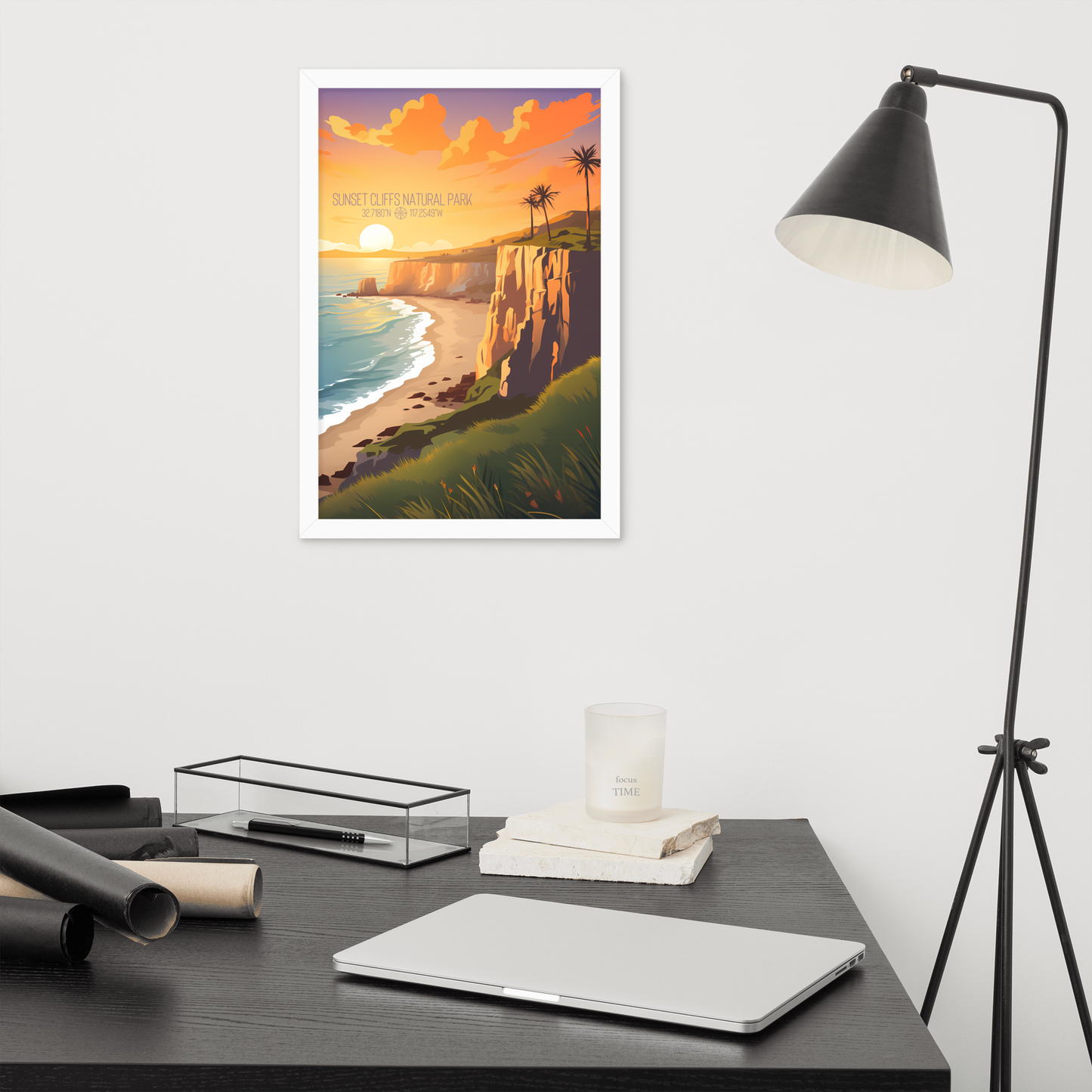 California - Sunset Cliffs Natural Park (Framed poster)