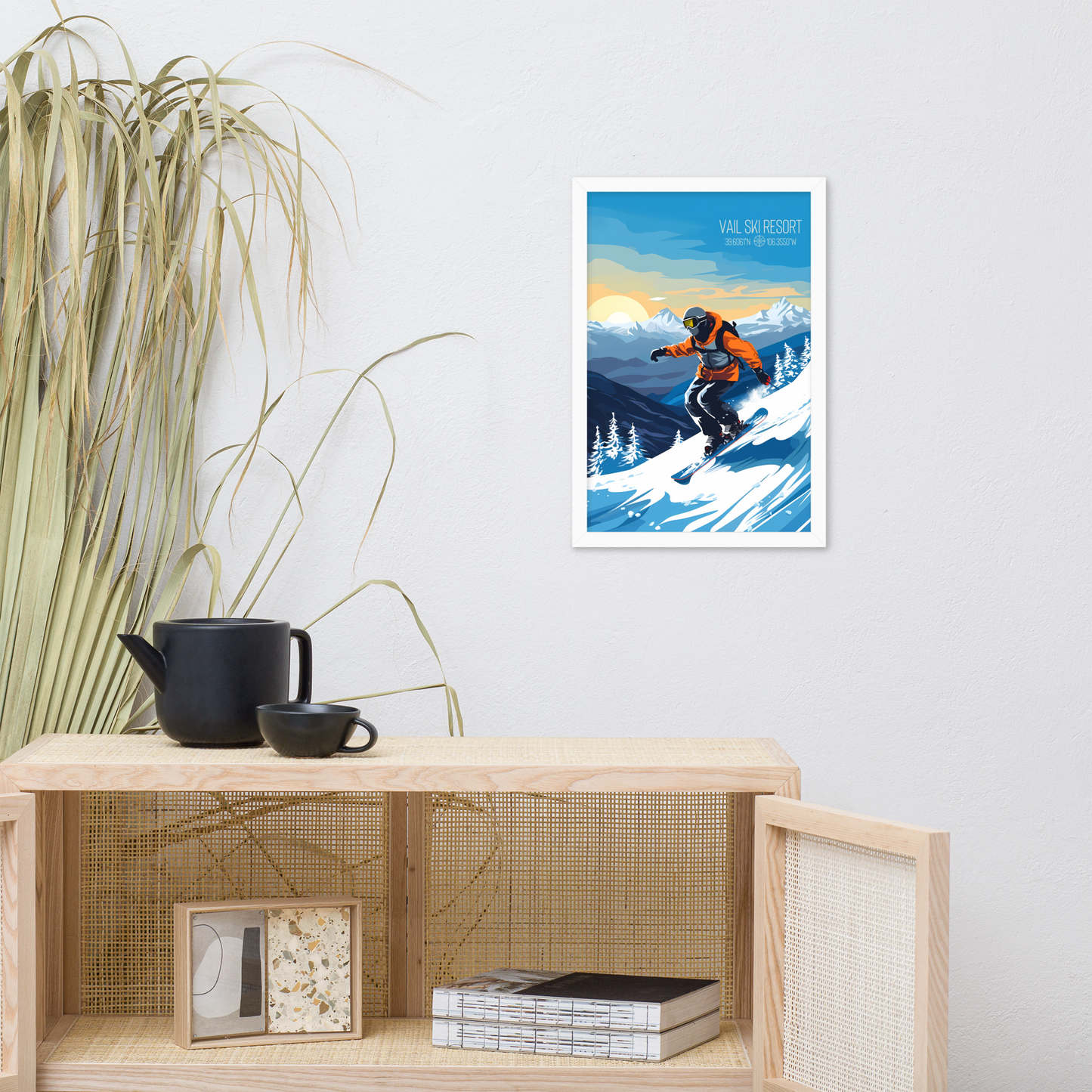 Colorado - Vail Ski Resort - Man Snowboard (Framed poster)