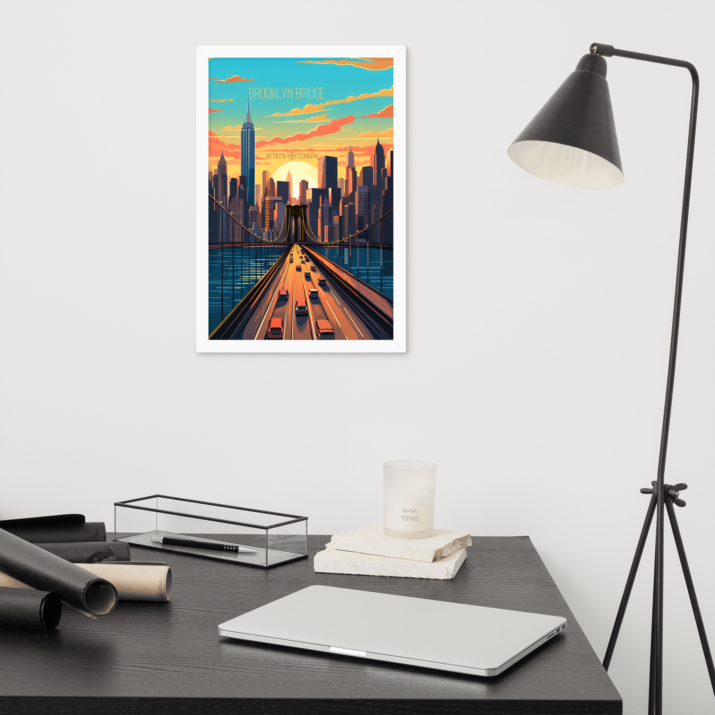 New York - Brooklyn Bridge (Framed poster)