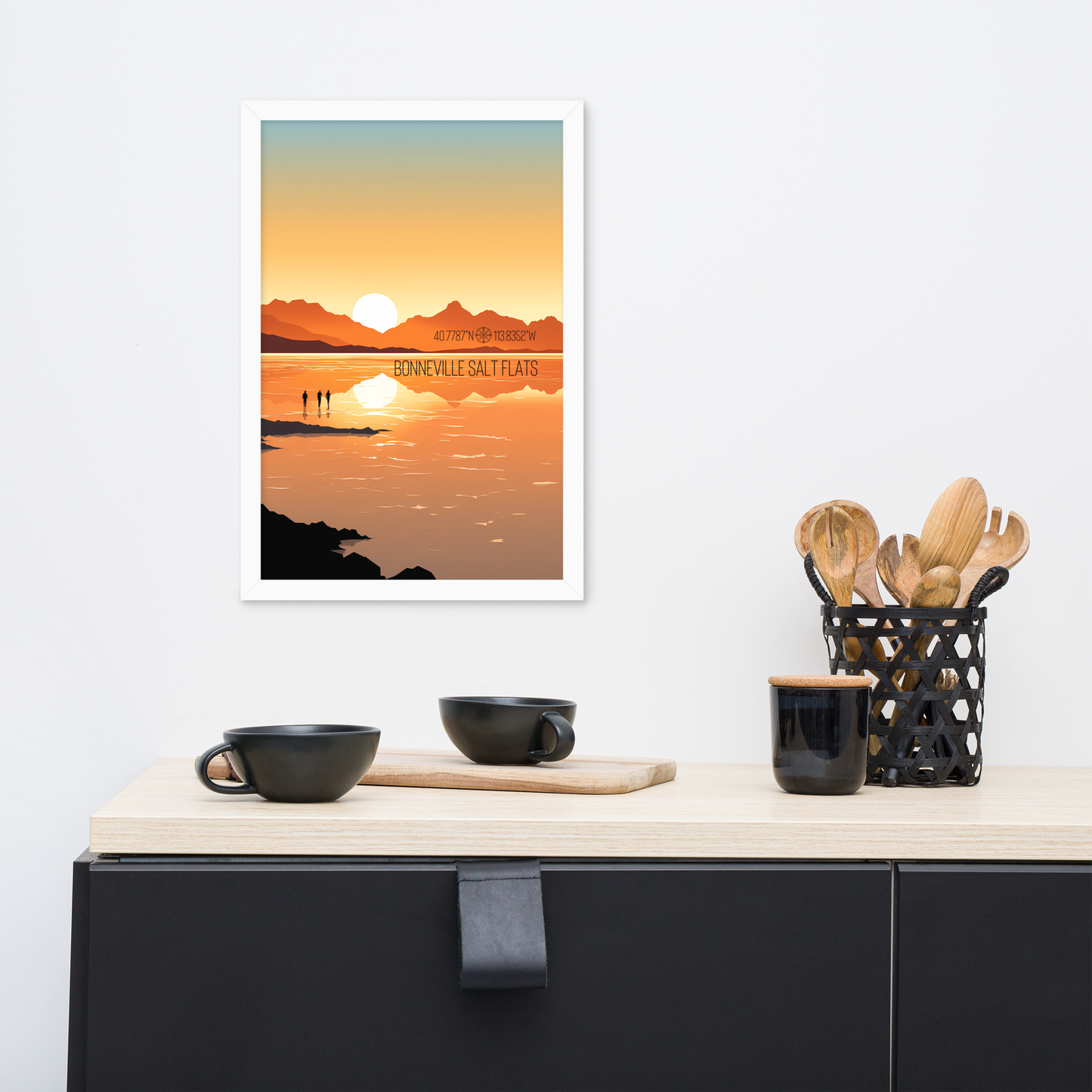 Utah - Bonneville Salt Flats (Framed poster)