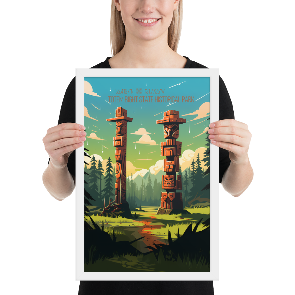 Alaska - Totem Bight State Historical Park (Framed Poster)