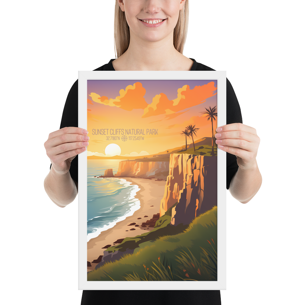 California - Sunset Cliffs Natural Park (Framed poster)