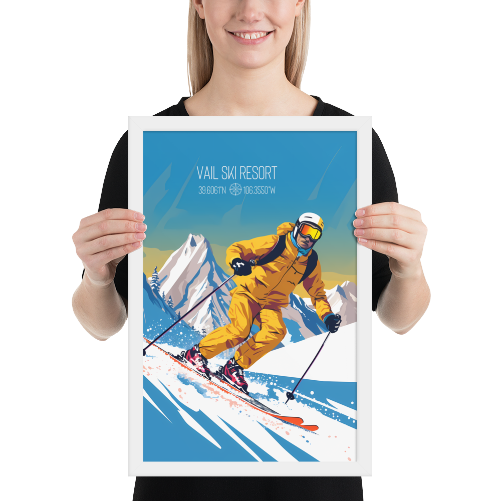 Colorado - Vail Ski Resort - Man Ski (Framed poster)