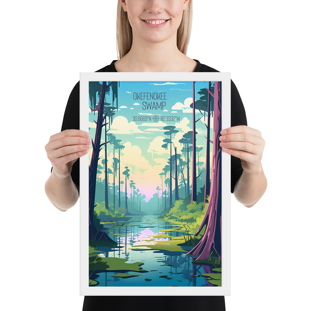 Georgia - Okefenokee Swamp (Framed poster)