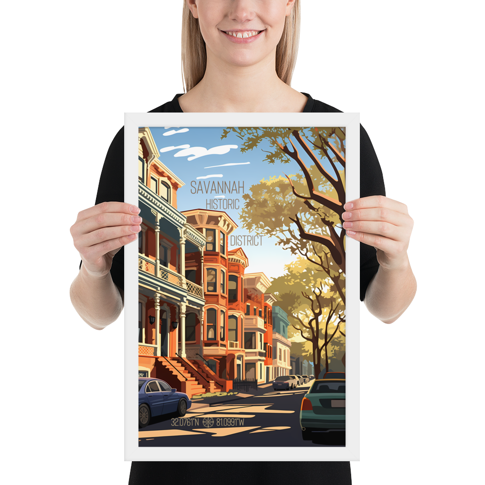 Georgia - Savannah Historic District (Framed poster)