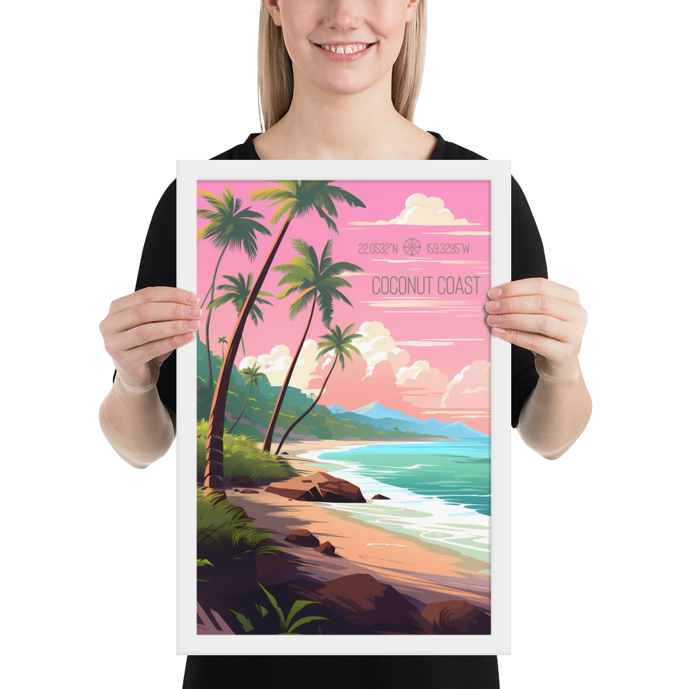 Hawaii - Coconut Coast (Framed poster)