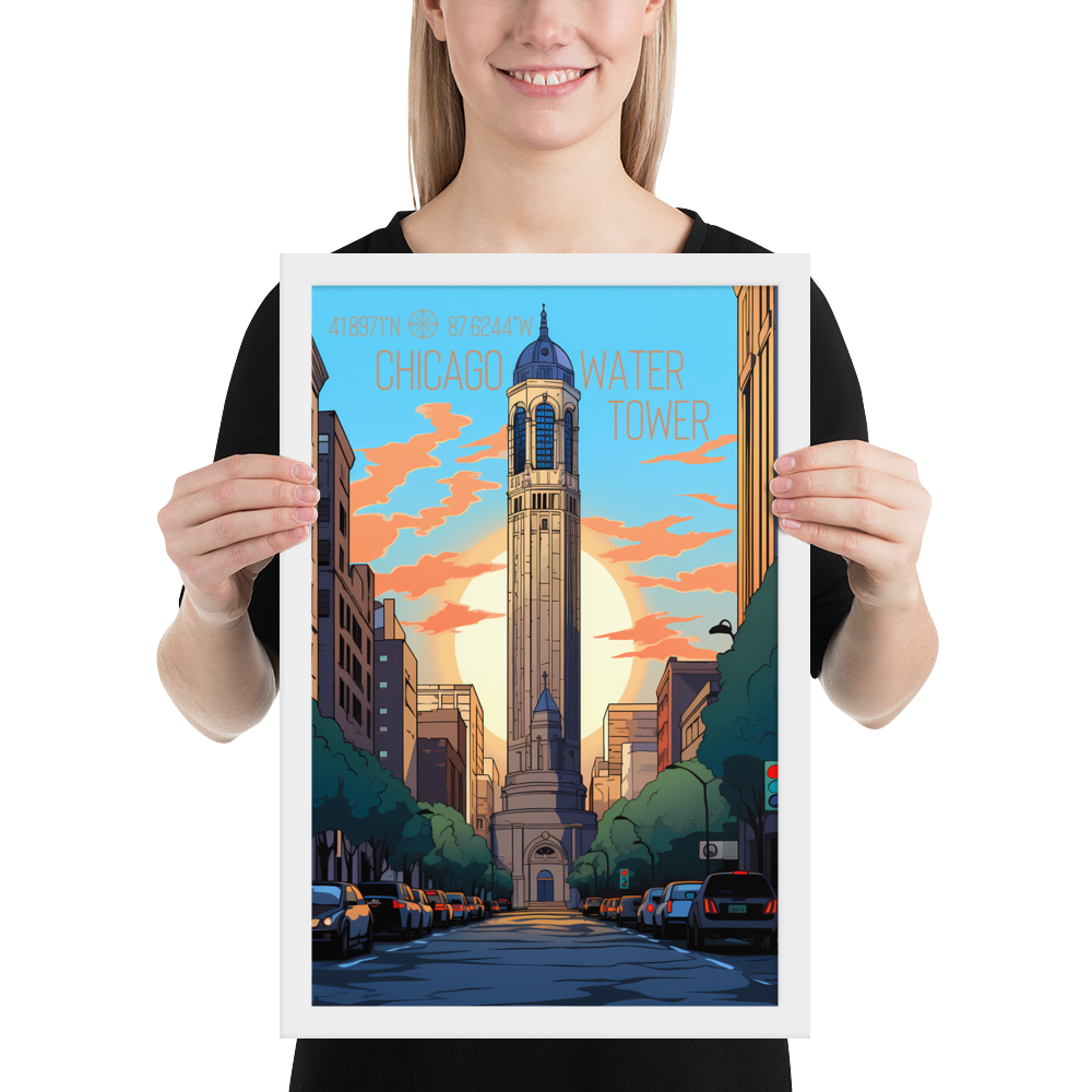 Illinois - Chicago Water Tower (Framed poster)