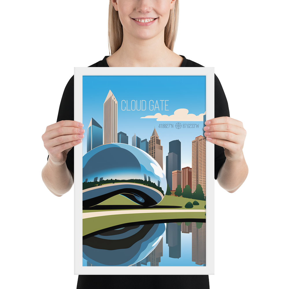 Illinois - Cloud Gate or "The Bean" (Framed poster)