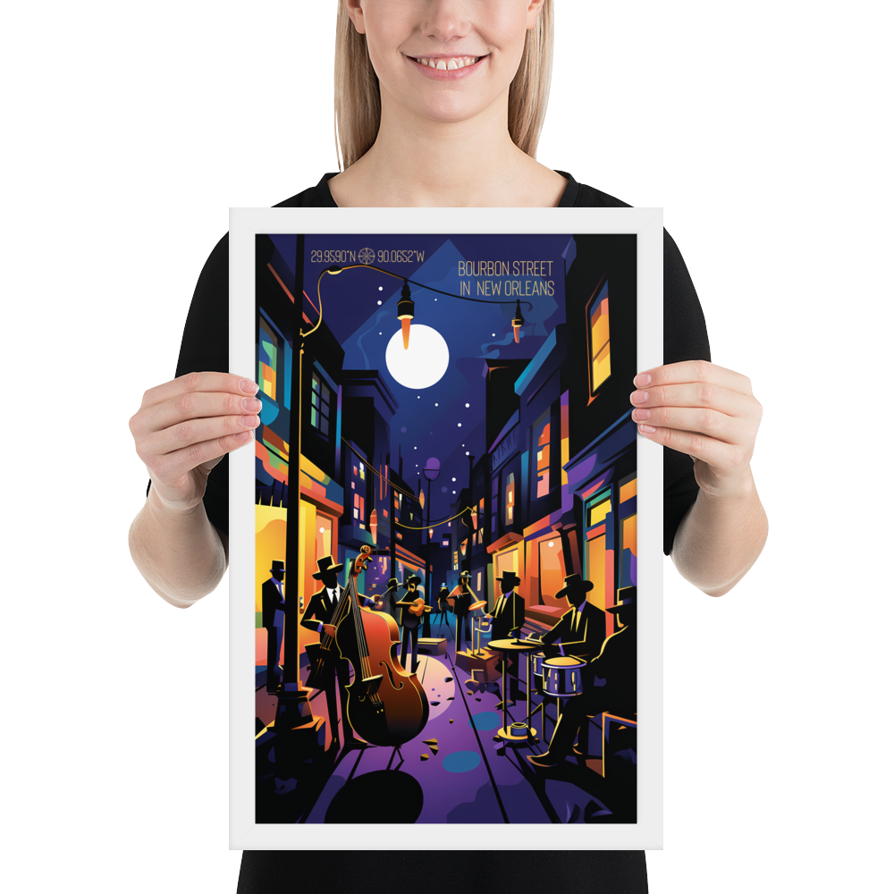 Louisiana - Bourbon Street (Framed poster)