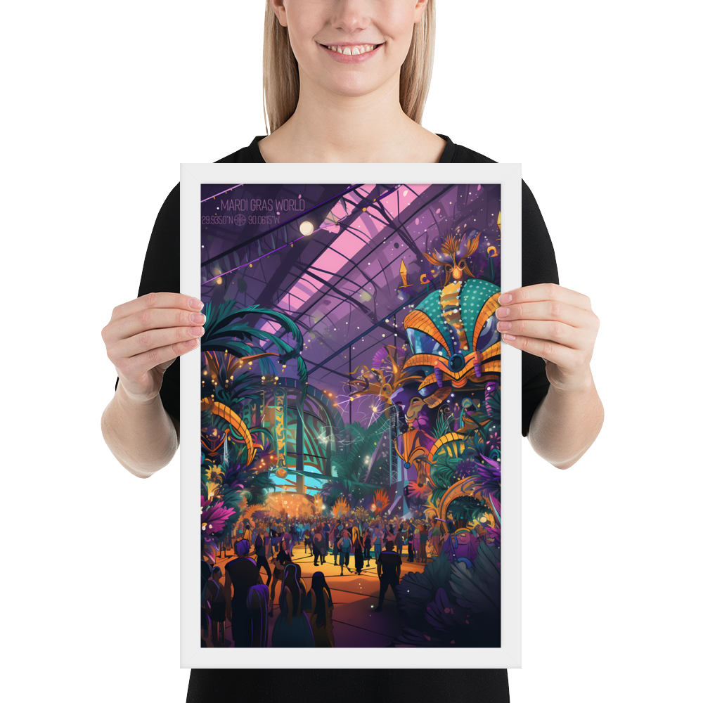 Louisiana - Mardi Gras World (Framed poster)