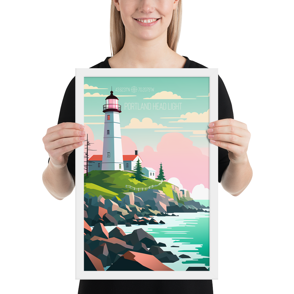 Maine - Portland Head Light (Framed poster)