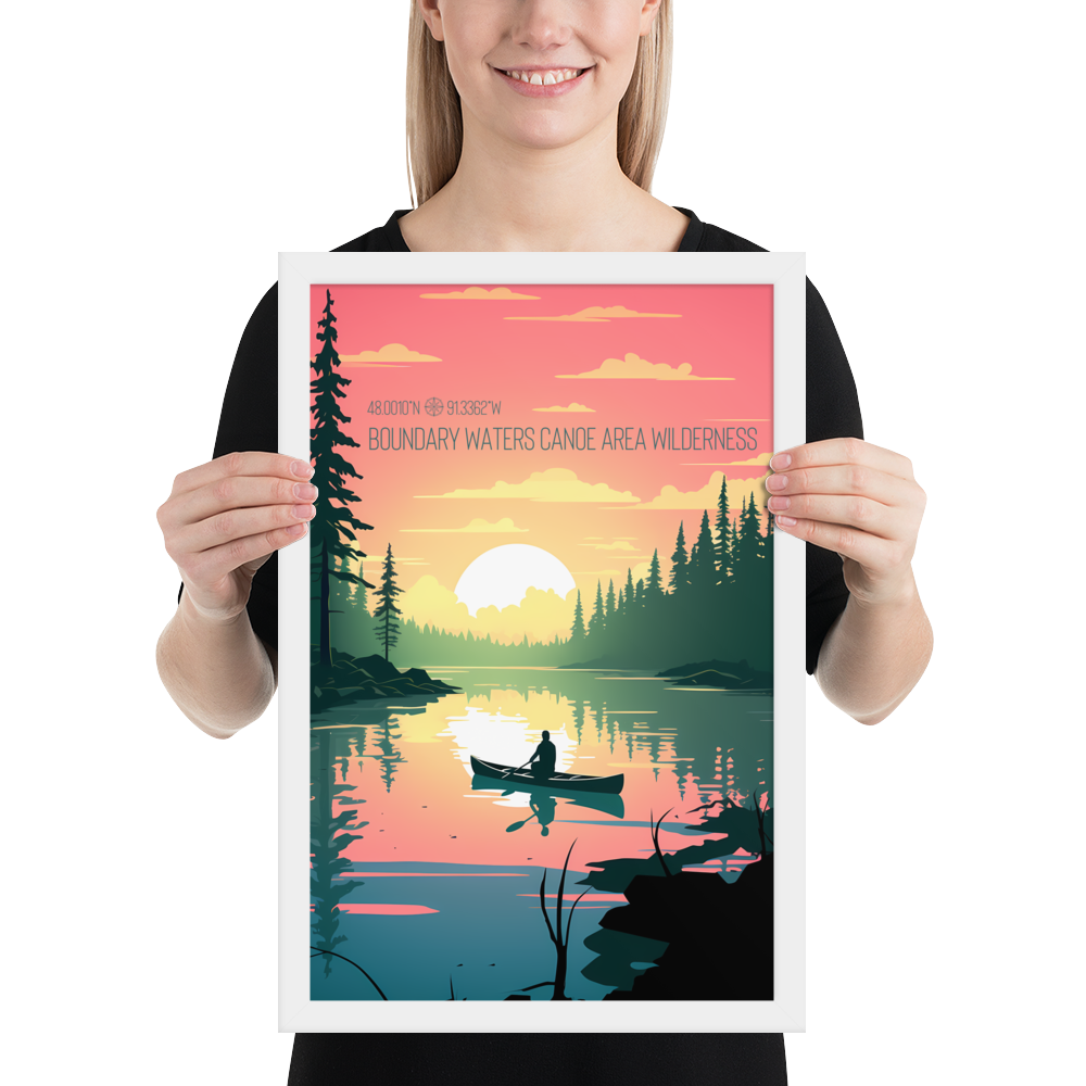 Minnesota - Boundary Waters Canoe Area Wilderness (Framed poster)