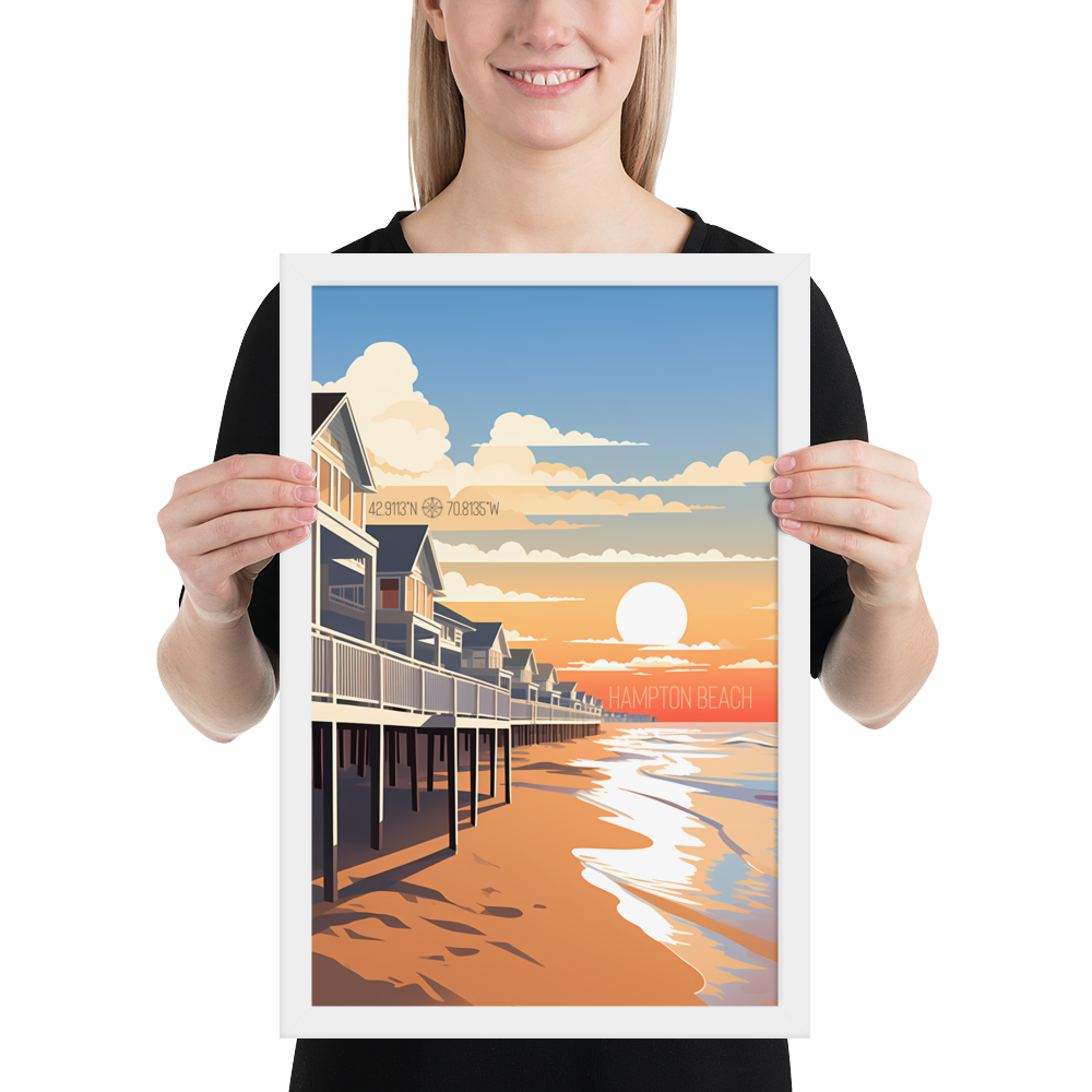 New Hampshire - Hampton Beach (Framed poster)