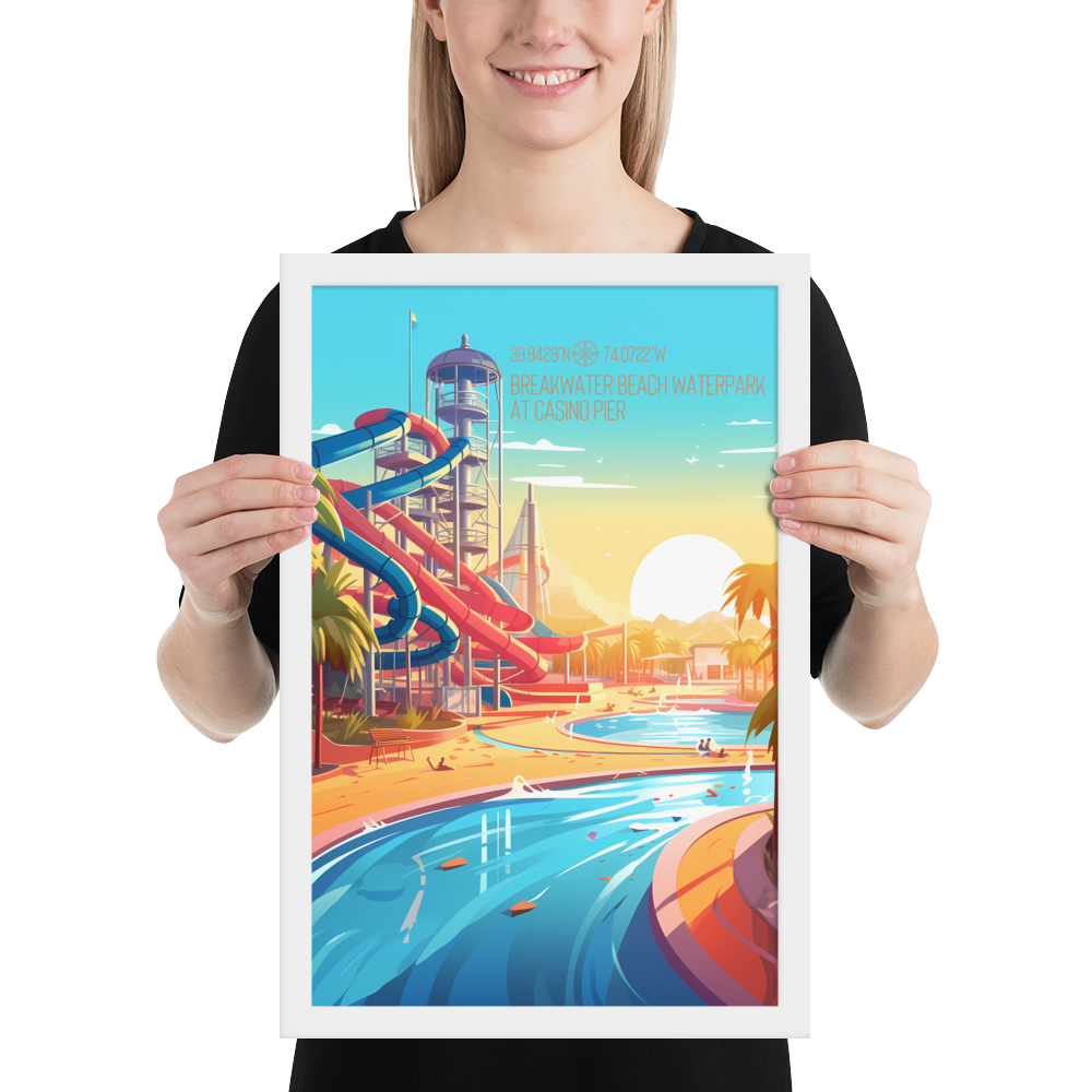 New Jersey - Breakwater Beach Water Park (Framed poster)