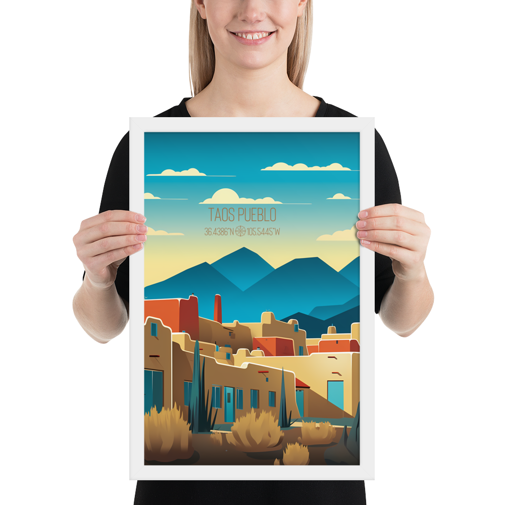 New Mexico - Taos Pueblo (Framed poster)