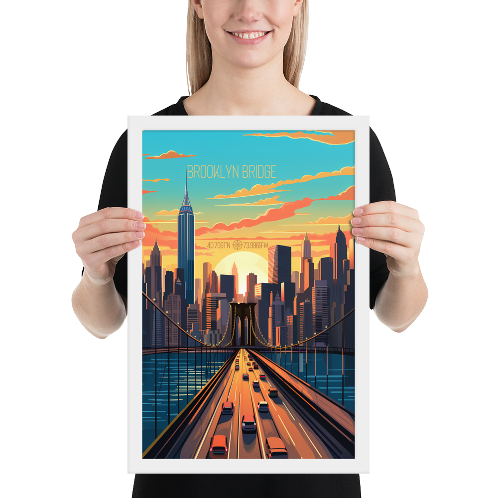 New York - Brooklyn Bridge (Framed poster)