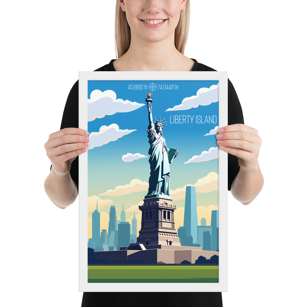 New York - Liberty Island (Framed poster)