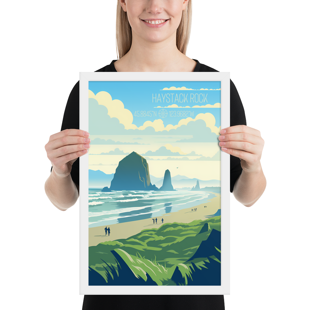 Oregon - Haystack Rock (Framed poster)