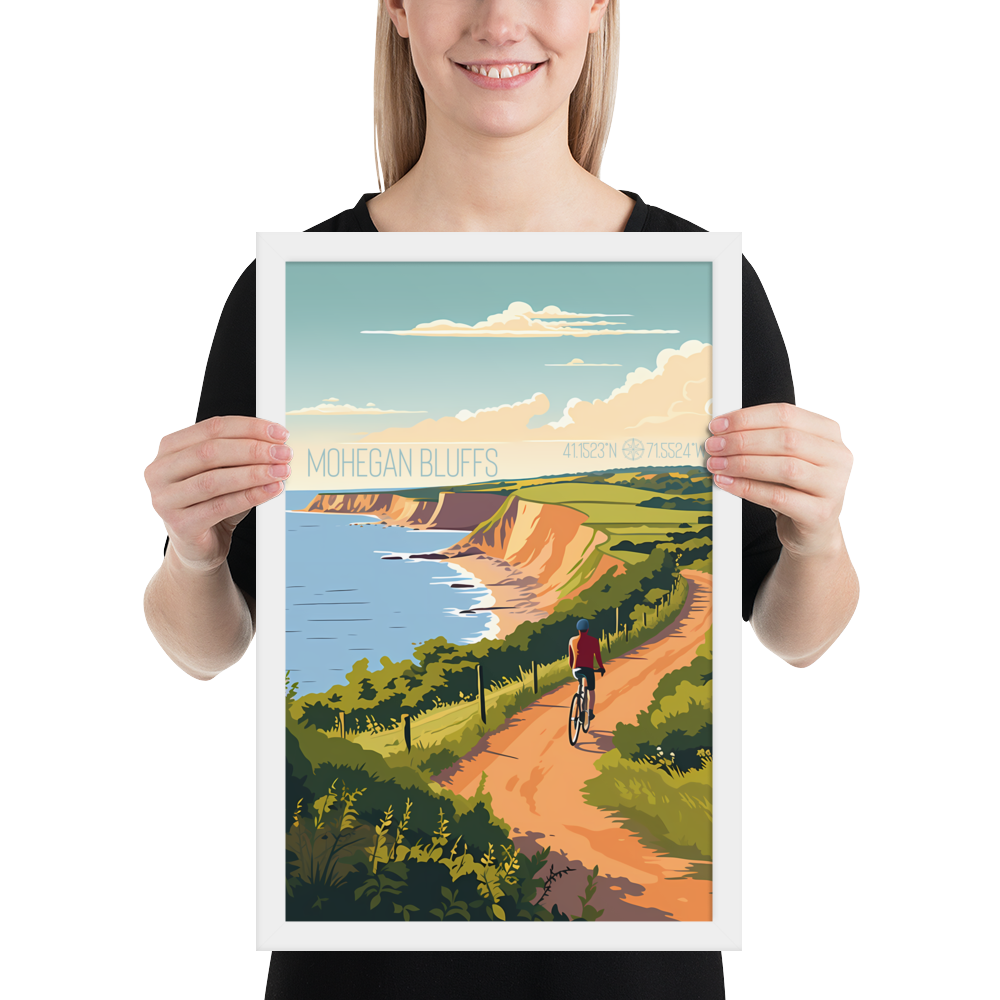 Rhode Island - Mohegan Bluffs (Framed poster)