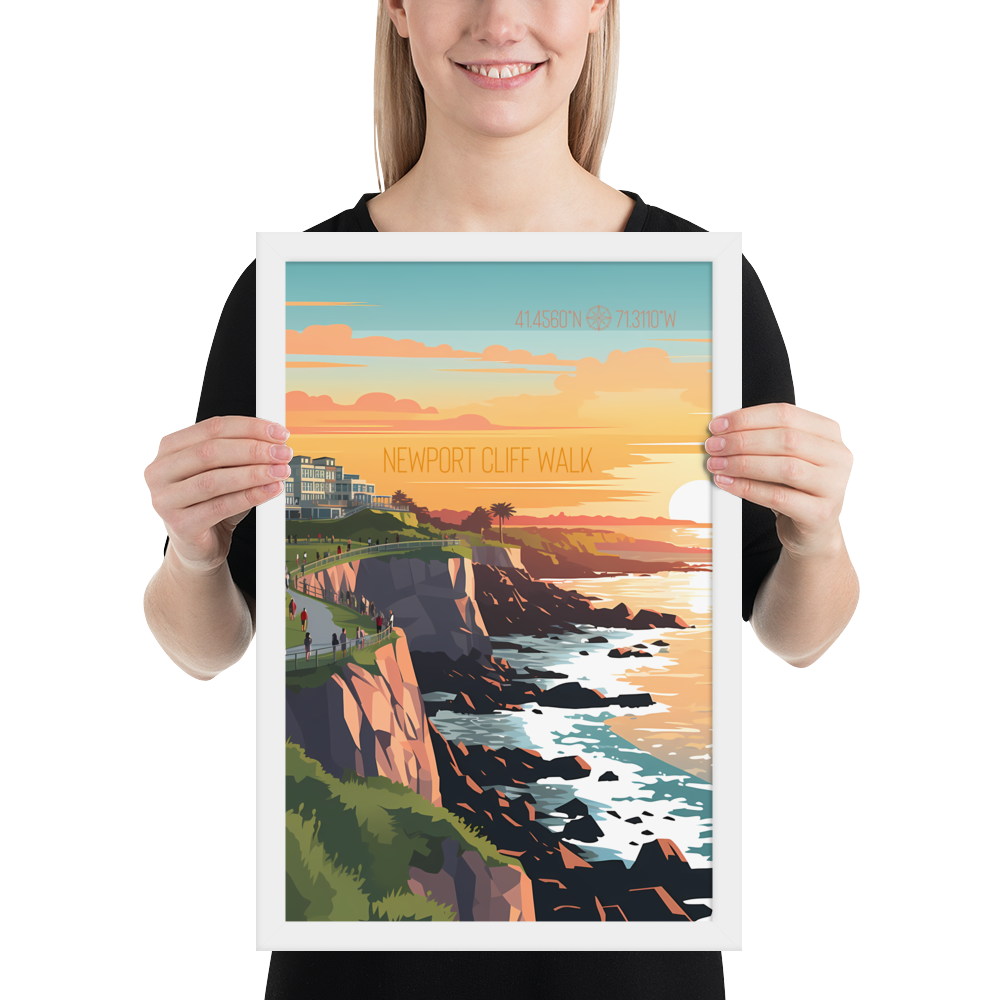 Rhode Island - Newport Cliff Walk (Framed poster)