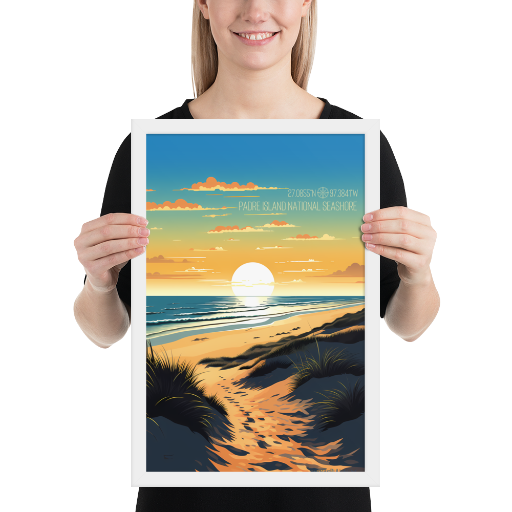 Texas - Padre Island National Seashore (Framed poster)