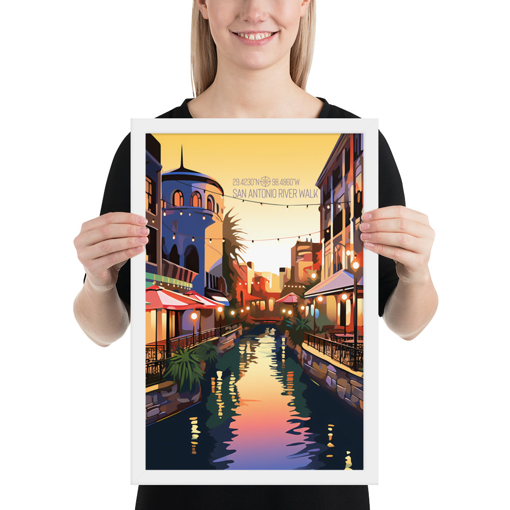 Texas -  San Antonio River Walk (Framed poster)