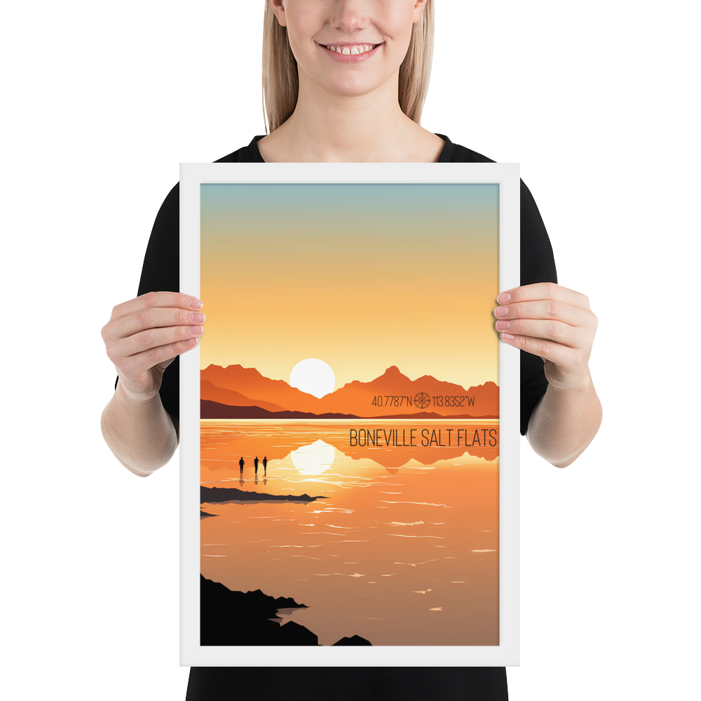 Utah - Bonneville Salt Flats (Framed poster)