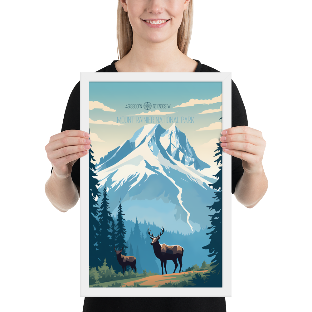 Washington - Mount Rainier National Park (Framed poster)