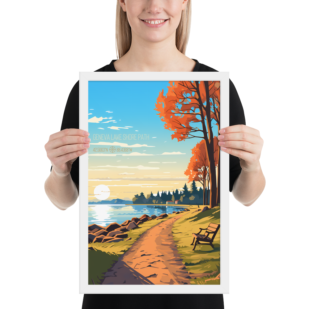 Wisconsin - Geneva Lake Shore Path (Framed poster)