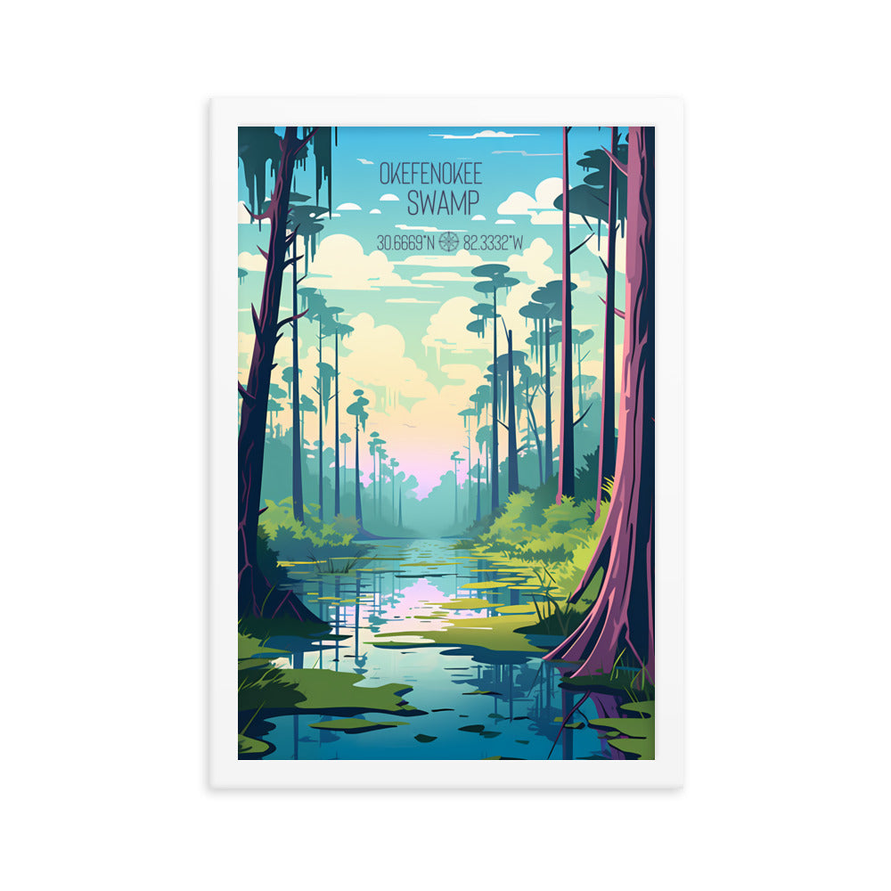 Georgia - Okefenokee Swamp (Framed poster)