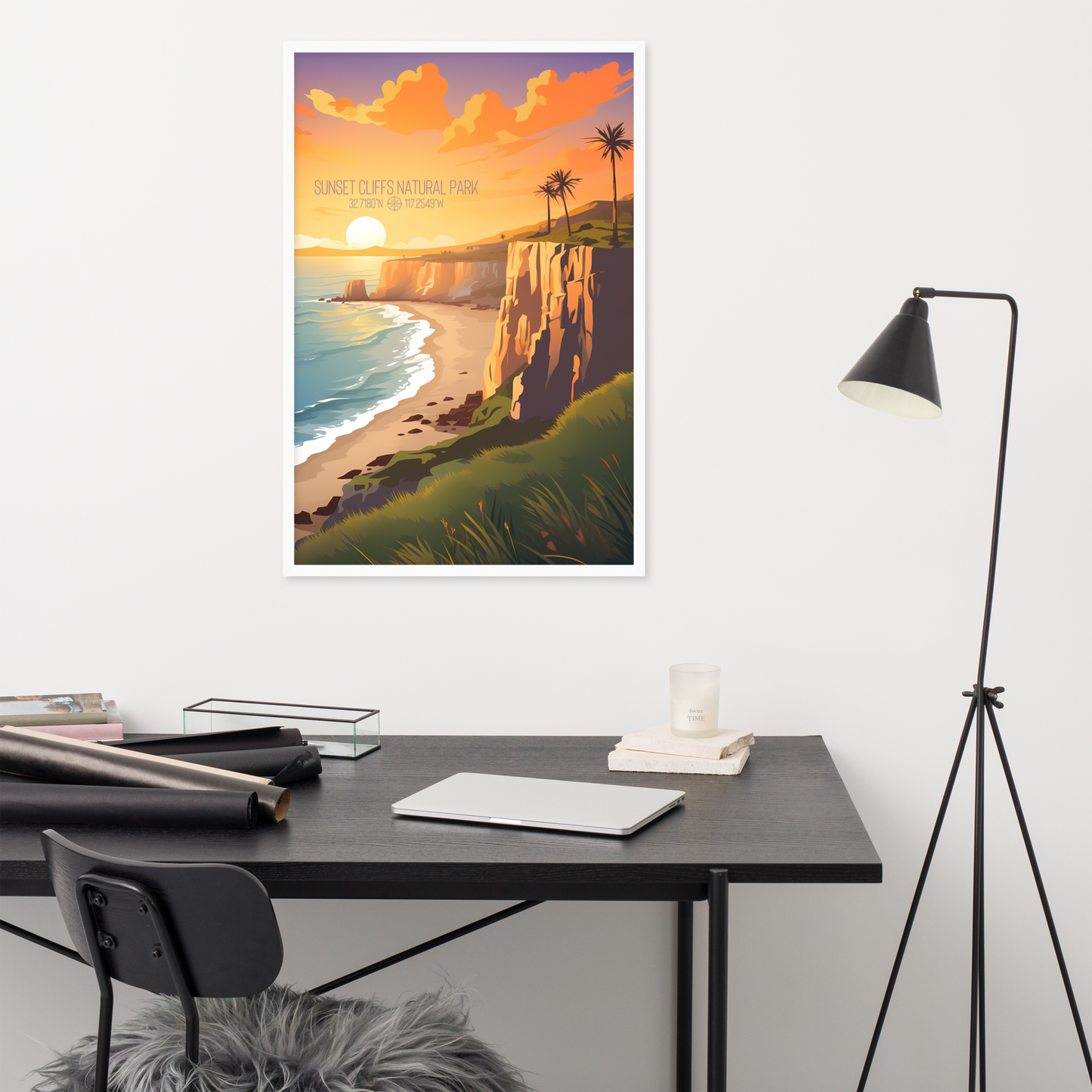 California - Sunset Cliffs Natural Park (Framed poster)