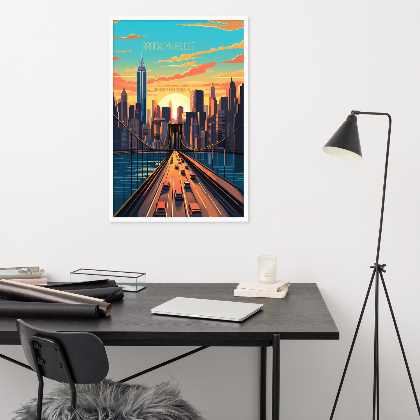 New York - Brooklyn Bridge (Framed poster)