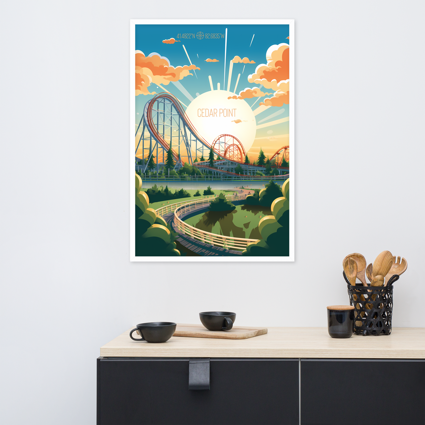 Ohio - Cedar Point Amusement Park (Framed poster)