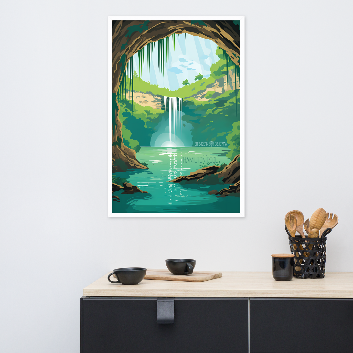 Texas - Hamilton Pool (Framed poster)