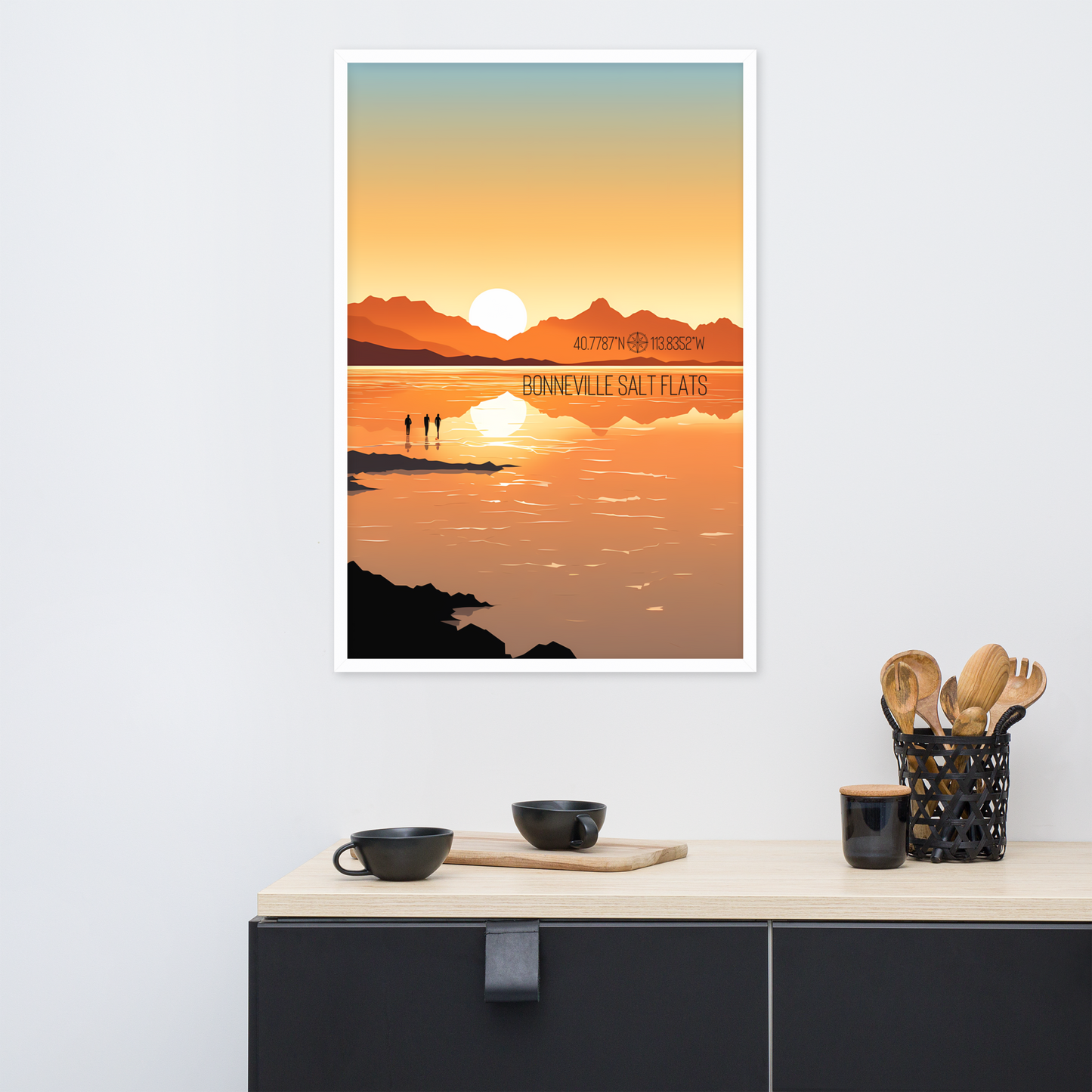 Utah - Bonneville Salt Flats (Framed poster)