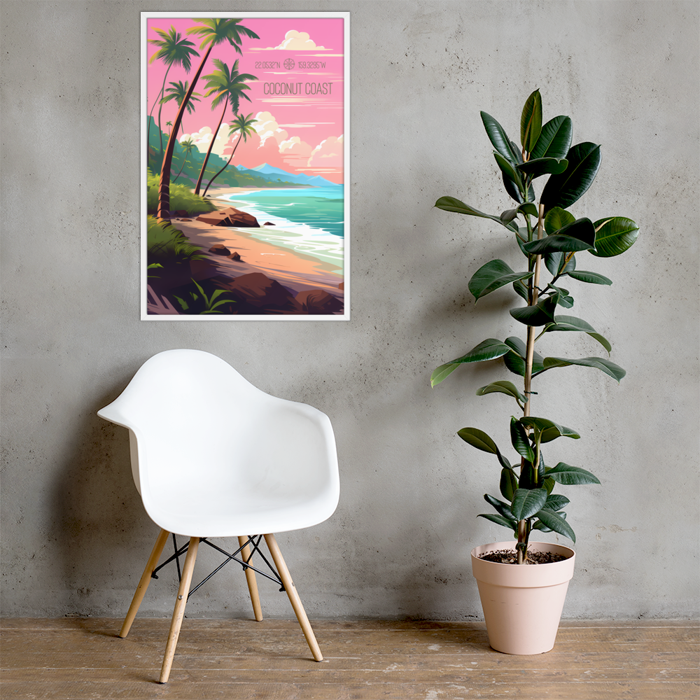 Hawaii - Coconut Coast (Framed poster)