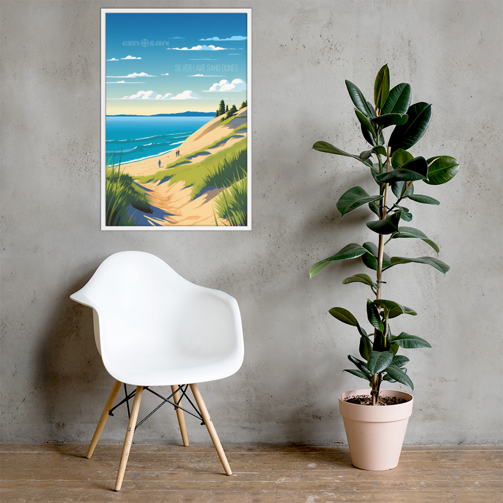 Michigan - Silver Lake Sand Dunes (Framed poster)